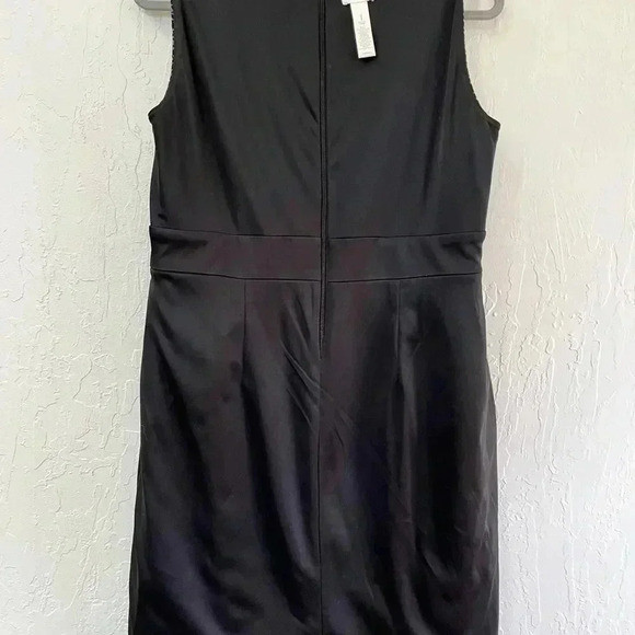 Chico’s Ponte Knit Black Gray Sleeveless Sheath Shift Midi Dress Size 1 Medium - Picture 3 of 5